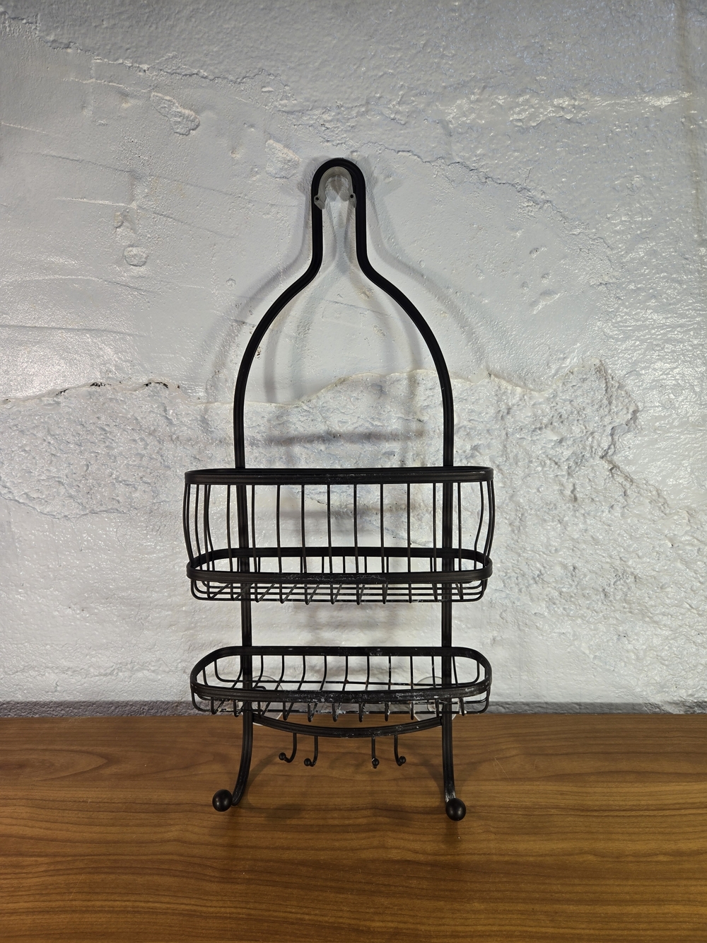 Bronze Metal 2-Tier Hanging Shower Caddy Bathroom Storage Organizer Basket Hooks